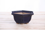 Willow Bonsai Ceramics Hexagonal Windowed Bonsai Pot 5 Inch – Semi‑Cascade Planter, High‑Fired Frost‑Proof Stoneware with Drainage & Wiring Holes, Handmade in USA (Ruri)