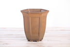 Willow Bonsai Ceramics Hexagonal Windowed Cascade Bonsai Pot 5 Inch – Tall Ceramic Cascade Planter, High‑Fired Frost‑Proof Stoneware with Drainage & Wiring Holes, Handmade in USA (Deep Stone)