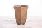 Willow Bonsai Ceramics Hexagonal Windowed Cascade Bonsai Pot 5 Inch – Tall Ceramic Cascade Planter, High‑Fired Frost‑Proof Stoneware with Drainage & Wiring Holes, Handmade in USA (Deep Stone)