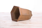 Willow Bonsai Ceramics Hexagonal Windowed Cascade Bonsai Pot 5 Inch – Tall Ceramic Cascade Planter, High‑Fired Frost‑Proof Stoneware with Drainage & Wiring Holes, Handmade in USA (Deep Stone)