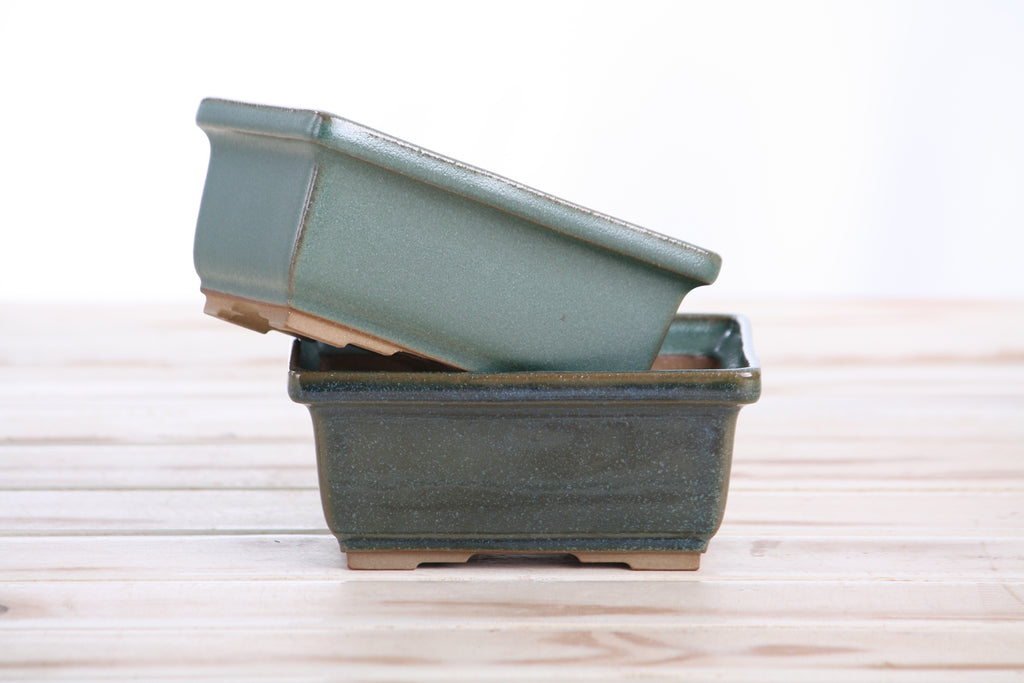 Willow Bonsai Ceramics Rectangle Deep Bonsai Pot 5 Inch – Higher‑Profile Rectangular Ceramic Bonsai & Succulent Planter with Accentuated Rim, High‑Fired Frost‑Proof Stoneware, Handmade in USA (Seaweed 2025)