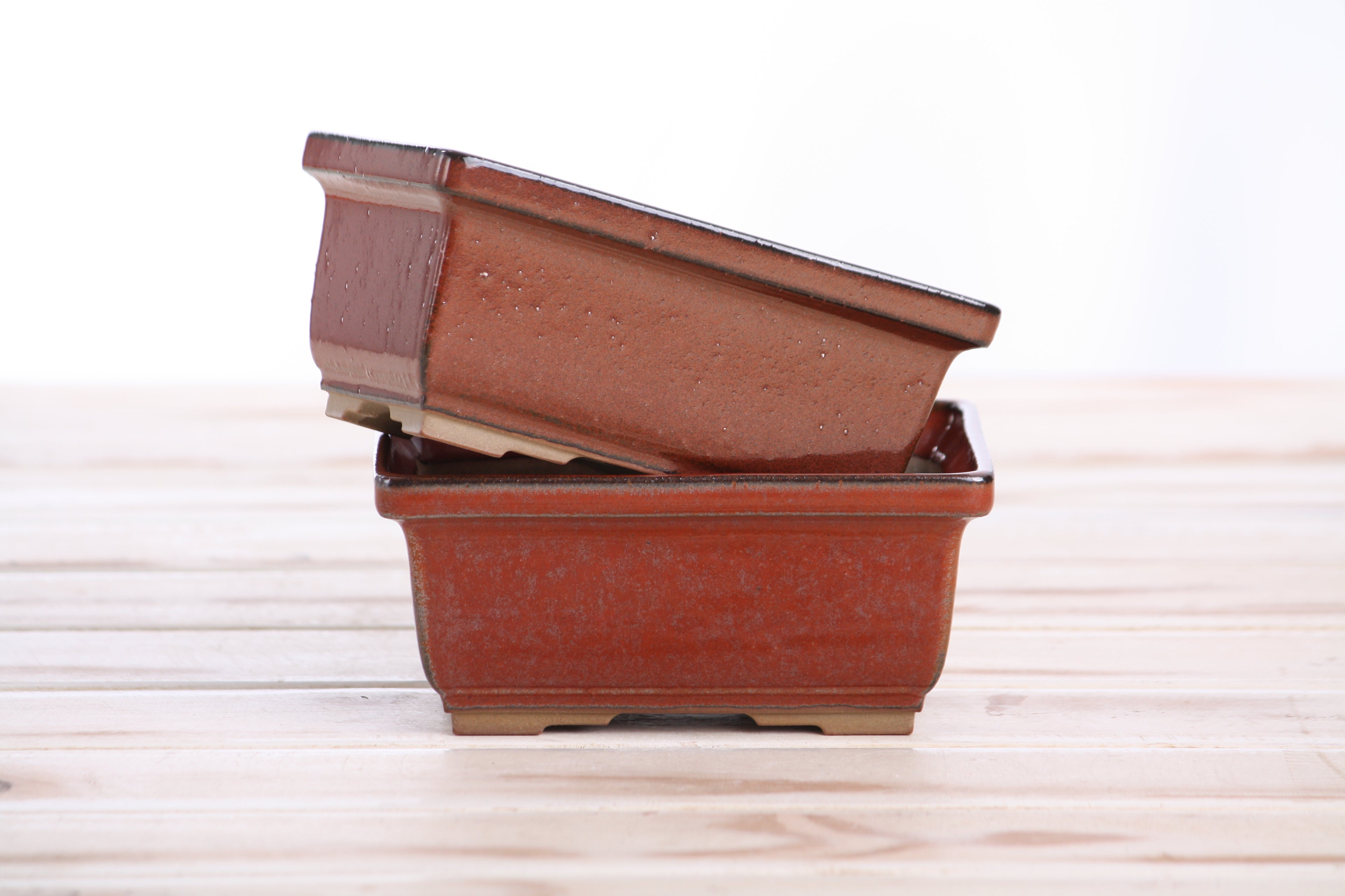 Willow Bonsai Ceramics Rectangle Deep Bonsai Pot 5 Inch – Higher‑Profile Rectangular Ceramic Bonsai & Succulent Planter with Accentuated Rim, High‑Fired Frost‑Proof Stoneware, Handmade in USA (Sunset)