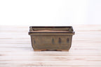 Willow Bonsai Ceramics Rectangle Deep Bonsai Pot 5 Inch – Higher‑Profile Rectangular Ceramic Bonsai & Succulent Planter with Accentuated Rim, High‑Fired Frost‑Proof Stoneware, Handmade in USA (Dark Honey)