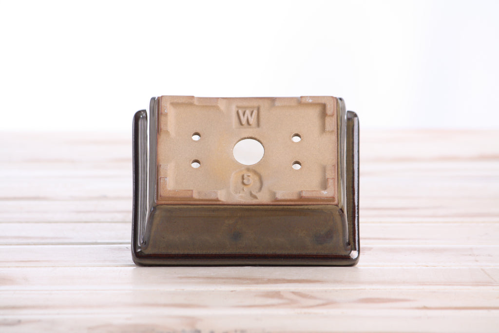 Willow Bonsai Ceramics Rectangle Deep Bonsai Pot 5 Inch – Higher‑Profile Rectangular Ceramic Bonsai & Succulent Planter with Accentuated Rim, High‑Fired Frost‑Proof Stoneware, Handmade in USA (Dark Honey)