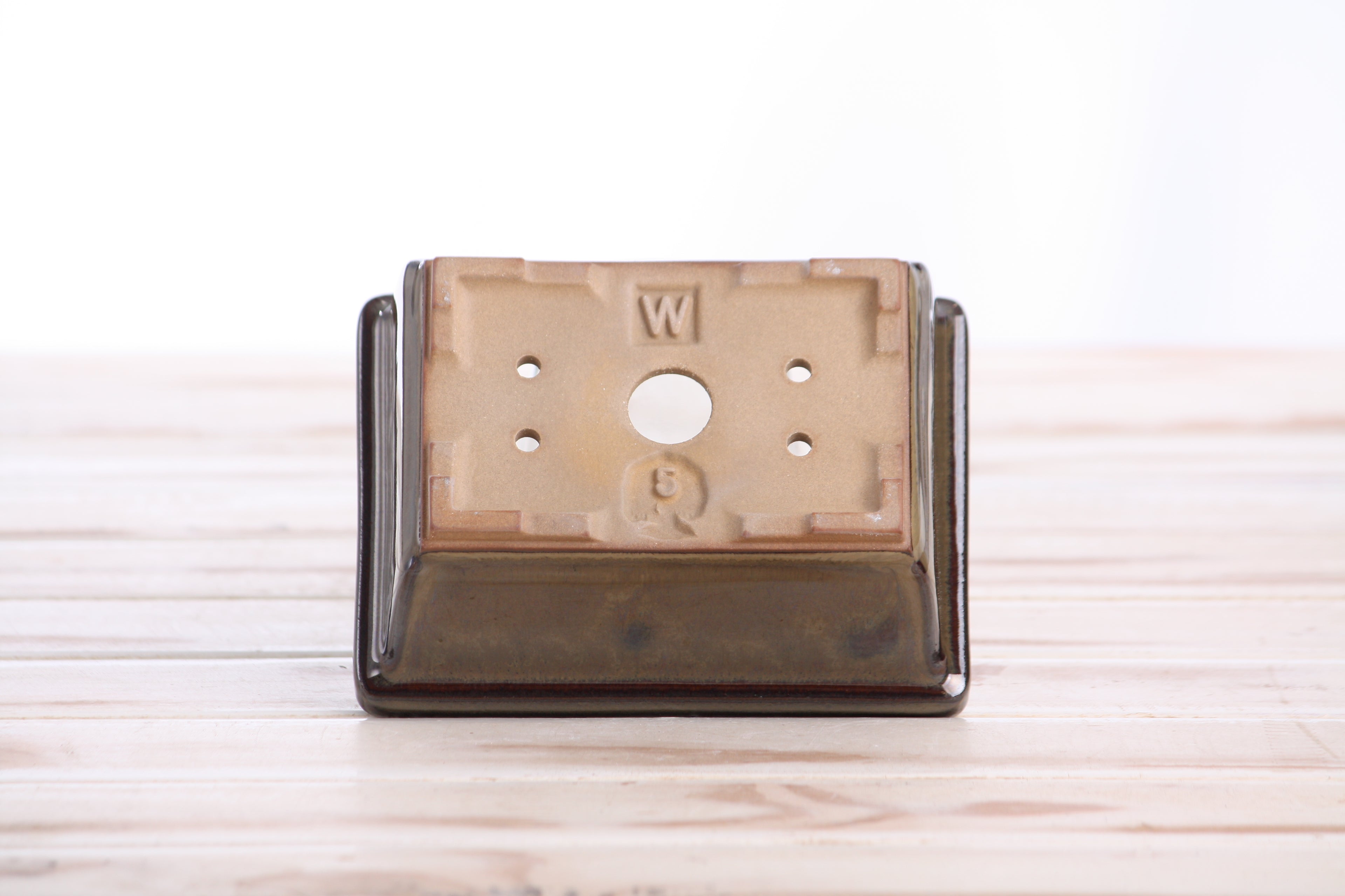 Willow Bonsai Ceramics Rectangle Deep Bonsai Pot 5 Inch – Higher‑Profile Rectangular Ceramic Bonsai & Succulent Planter with Accentuated Rim, High‑Fired Frost‑Proof Stoneware, Handmade in USA (Dark Honey)