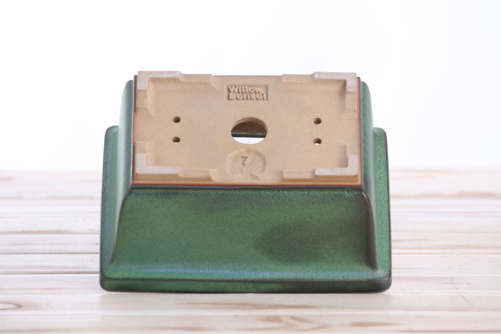 Willow Bonsai Ceramics Rectangle Deep Bonsai Pot 7 Inch – Higher‑Profile Rectangular Ceramic Bonsai & Succulent Planter with Accentuated Rim, High‑Fired Frost‑Proof Stoneware, Handmade in USA (Avocado)