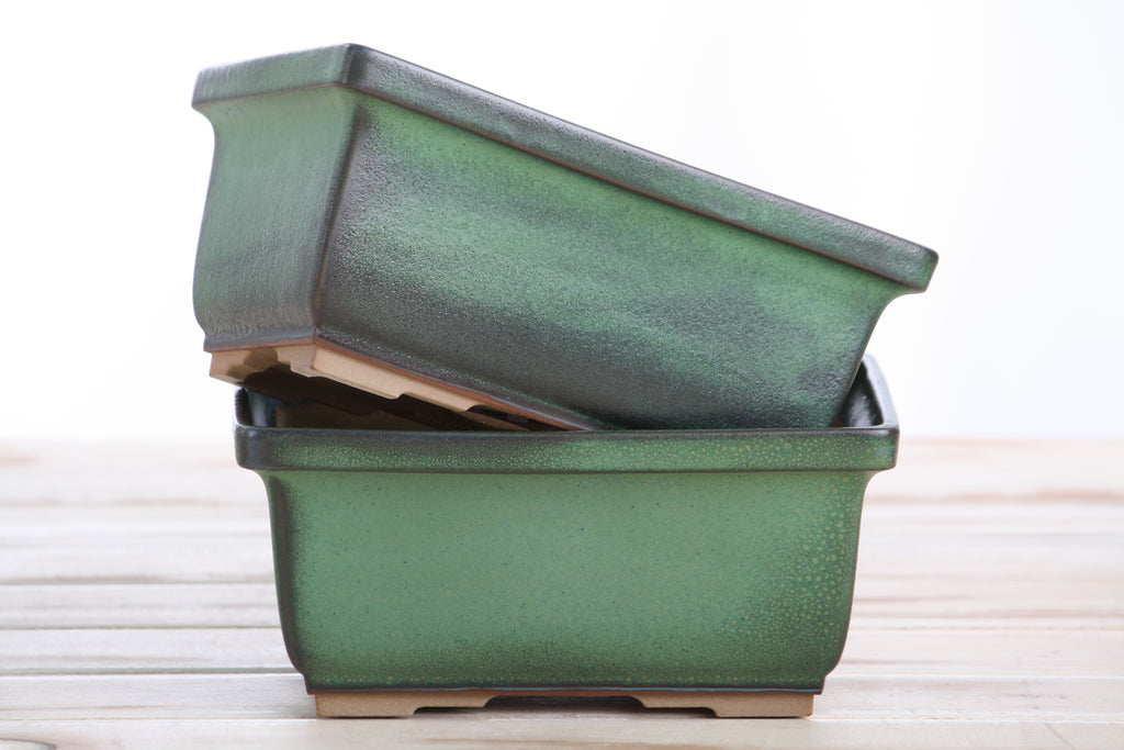 Willow Bonsai Ceramics Rectangle Deep Bonsai Pot 7 Inch – Higher‑Profile Rectangular Ceramic Bonsai & Succulent Planter with Accentuated Rim, High‑Fired Frost‑Proof Stoneware, Handmade in USA (Avocado)