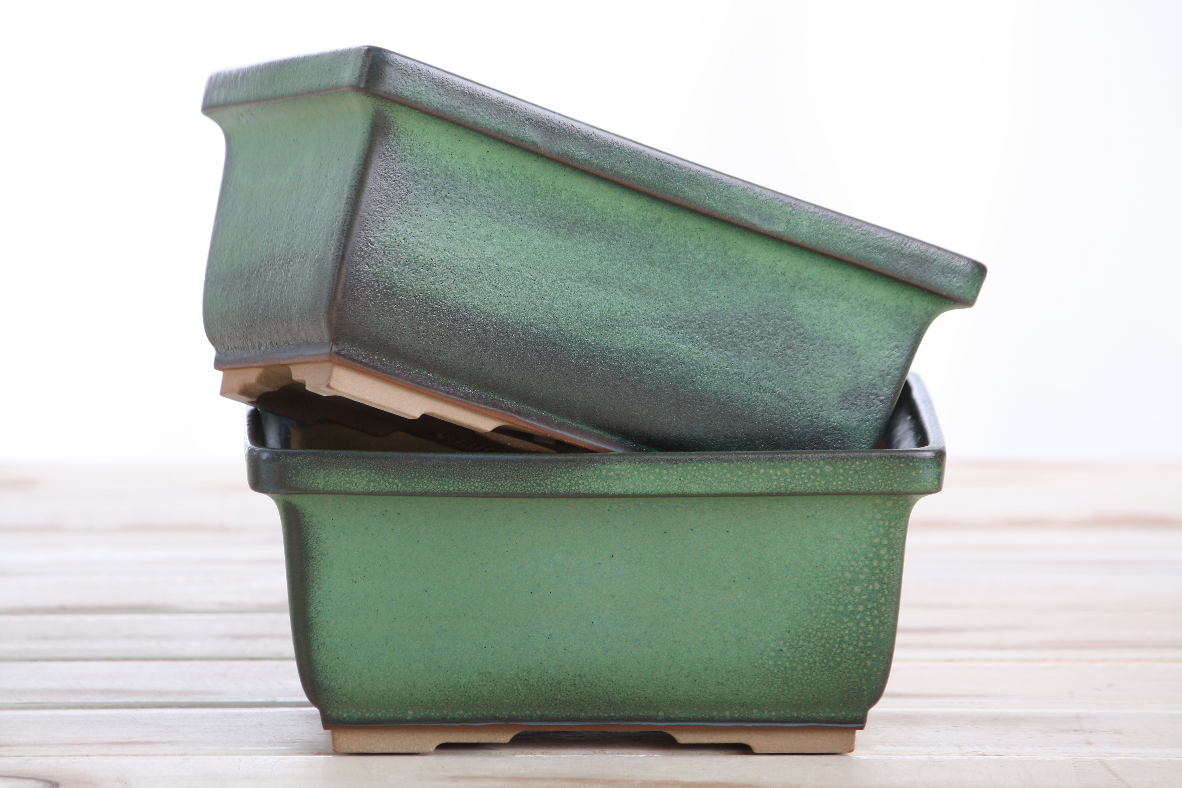 Willow Bonsai Ceramics Rectangle Deep Bonsai Pot 7 Inch – Higher‑Profile Rectangular Ceramic Bonsai & Succulent Planter with Accentuated Rim, High‑Fired Frost‑Proof Stoneware, Handmade in USA (Avocado)