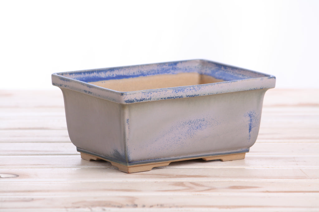 Willow Bonsai Ceramics Rectangle Deep Bonsai Pot 7 Inch – Higher‑Profile Rectangular Ceramic Bonsai & Succulent Planter with Accentuated Rim, High‑Fired Frost‑Proof Stoneware, Handmade in USA (Ocean)
