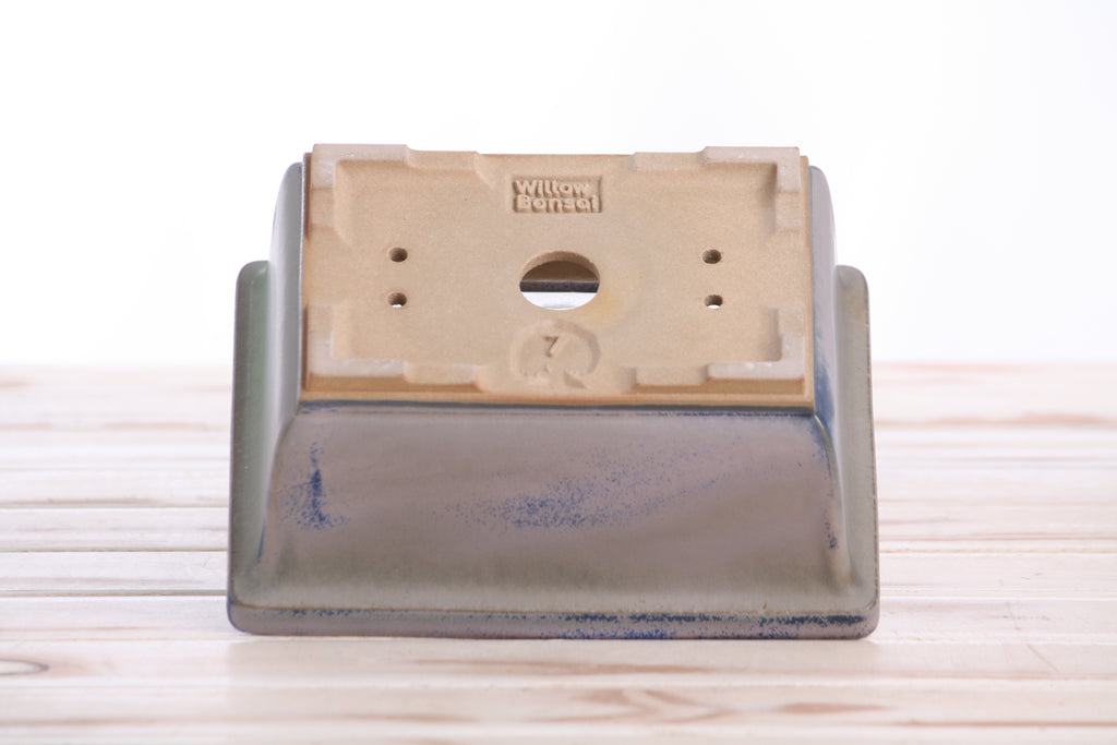 Willow Bonsai Ceramics Rectangle Deep Bonsai Pot 7 Inch – Higher‑Profile Rectangular Ceramic Bonsai & Succulent Planter with Accentuated Rim, High‑Fired Frost‑Proof Stoneware, Handmade in USA (Ocean)