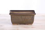 Willow Bonsai Ceramics Rectangle Deep Bonsai Pot 7 Inch – Higher‑Profile Rectangular Ceramic Bonsai & Succulent Planter with Accentuated Rim, High‑Fired Frost‑Proof Stoneware, Handmade in USA (Dark Honey)