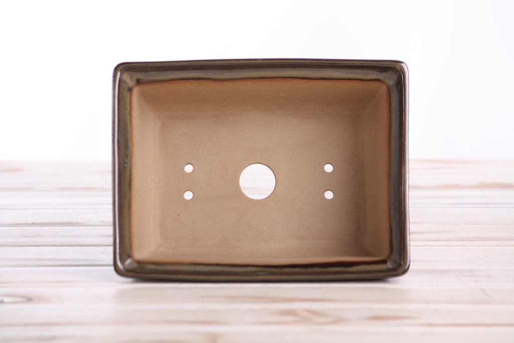 Willow Bonsai Ceramics Rectangle Deep Bonsai Pot 7 Inch – Higher‑Profile Rectangular Ceramic Bonsai & Succulent Planter with Accentuated Rim, High‑Fired Frost‑Proof Stoneware, Handmade in USA (Dark Honey)
