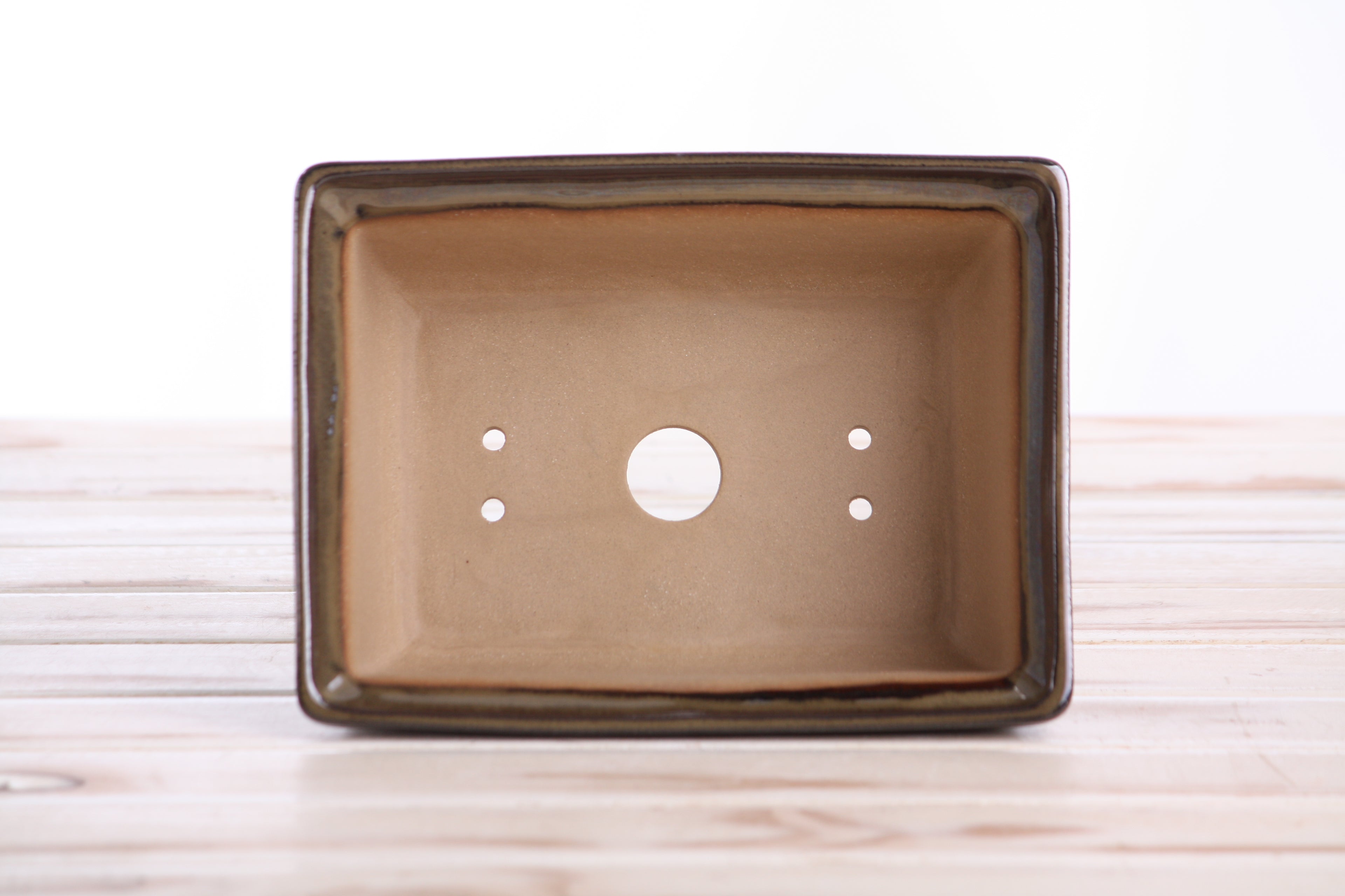 Willow Bonsai Ceramics Rectangle Deep Bonsai Pot 7 Inch – Higher‑Profile Rectangular Ceramic Bonsai & Succulent Planter with Accentuated Rim, High‑Fired Frost‑Proof Stoneware, Handmade in USA (Dark Honey)