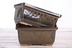 Willow Bonsai Ceramics Rectangle Deep Bonsai Pot 7 Inch – Higher‑Profile Rectangular Ceramic Bonsai & Succulent Planter with Accentuated Rim, High‑Fired Frost‑Proof Stoneware, Handmade in USA (Dark Honey)