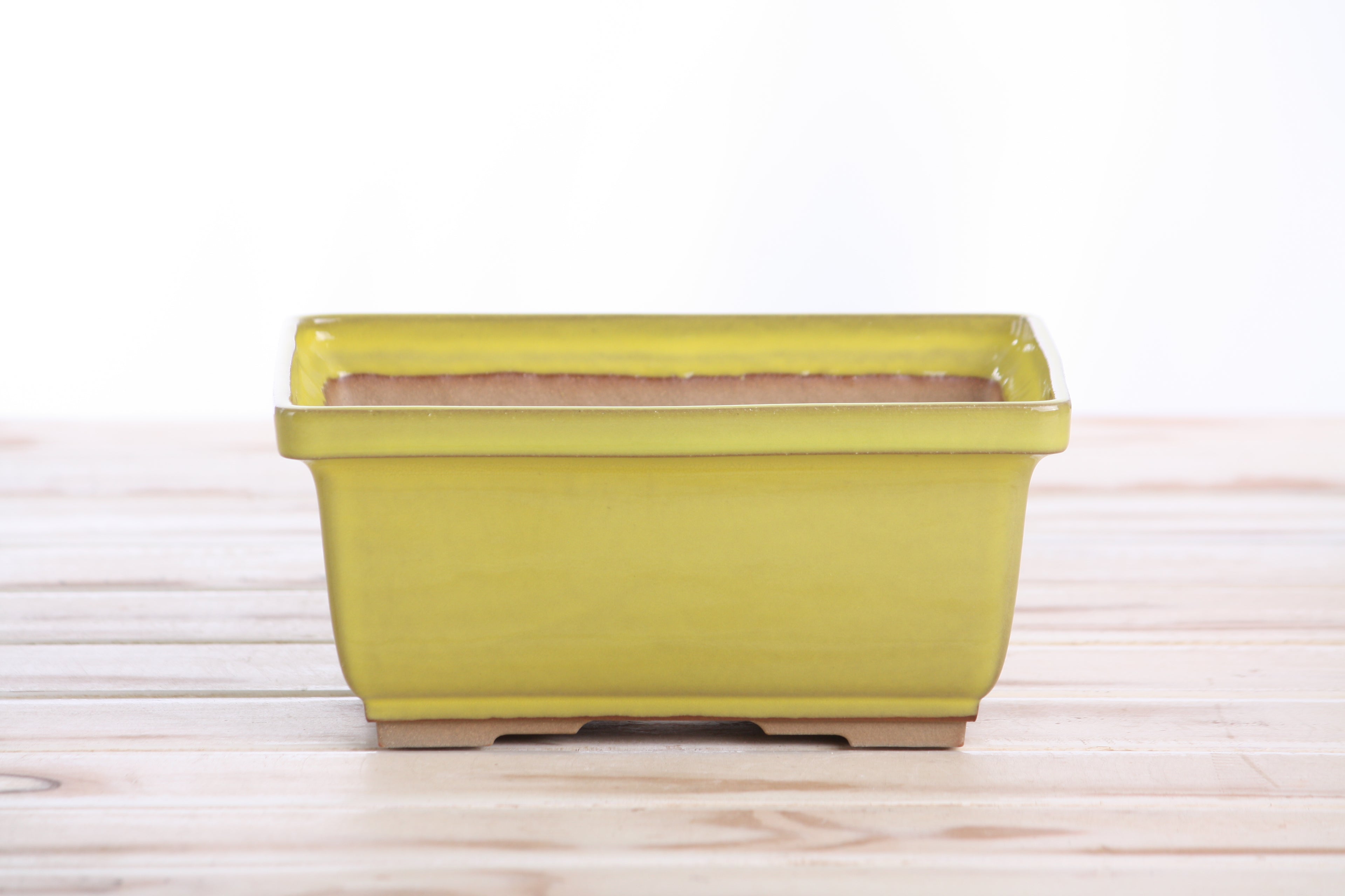 Willow Bonsai Ceramics Rectangle Deep Bonsai Pot 7 Inch – Higher‑Profile Rectangular Ceramic Bonsai & Succulent Planter with Accentuated Rim, High‑Fired Frost‑Proof Stoneware, Handmade in USA (Yellow)