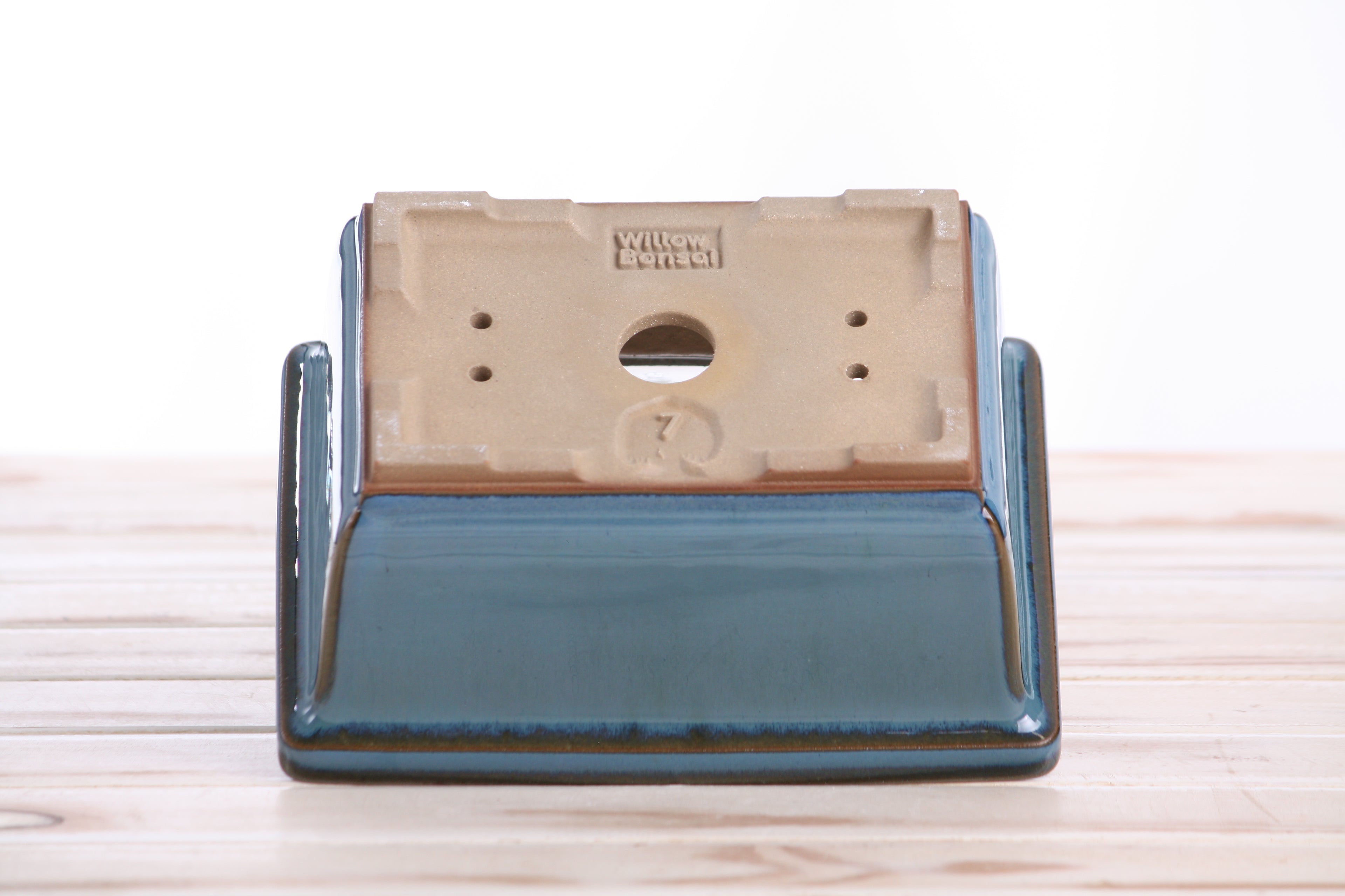 Willow Bonsai Ceramics Rectangle Deep Bonsai Pot 7 Inch – Higher‑Profile Rectangular Ceramic Bonsai & Succulent Planter with Accentuated Rim, High‑Fired Frost‑Proof Stoneware, Handmade in USA (Peacock 2025)