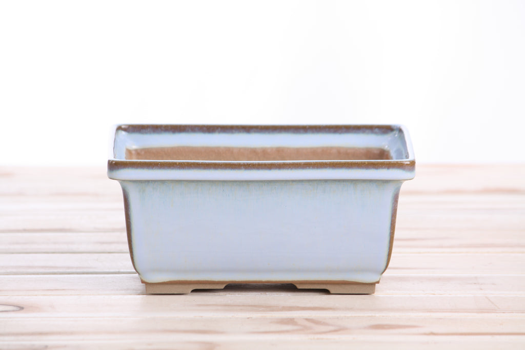 Willow Bonsai Ceramics Rectangle Deep Bonsai Pot 7 Inch – Higher‑Profile Rectangular Ceramic Bonsai & Succulent Planter with Accentuated Rim, High‑Fired Frost‑Proof Stoneware, Handmade in USA (Glacier)