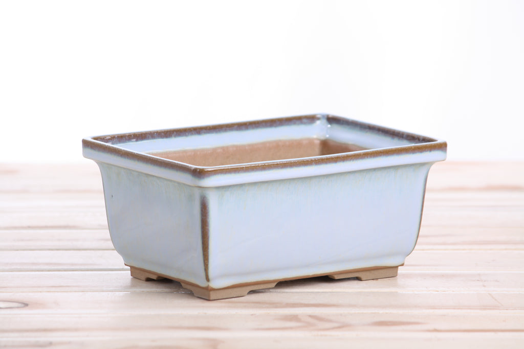 Willow Bonsai Ceramics Rectangle Deep Bonsai Pot 7 Inch – Higher‑Profile Rectangular Ceramic Bonsai & Succulent Planter with Accentuated Rim, High‑Fired Frost‑Proof Stoneware, Handmade in USA (Glacier)