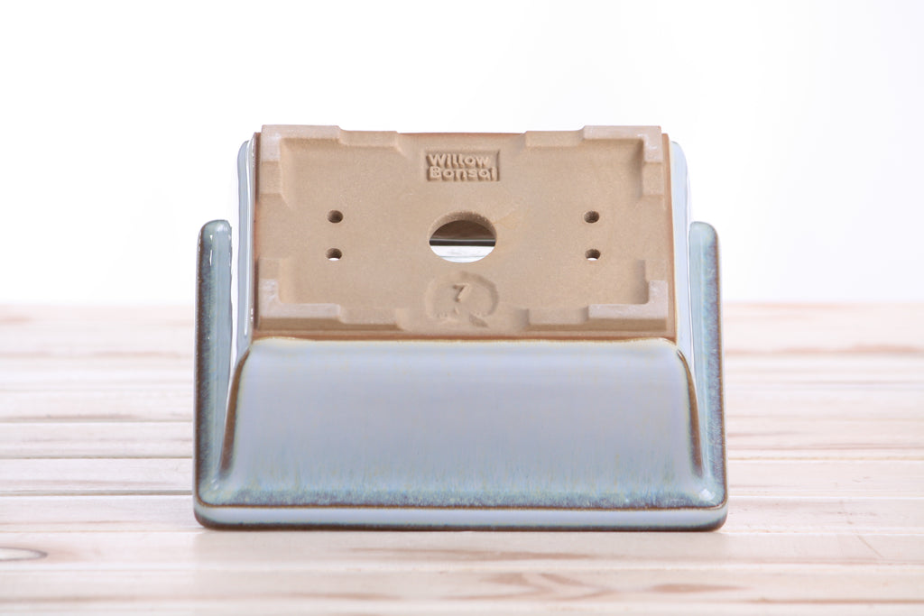 Willow Bonsai Ceramics Rectangle Deep Bonsai Pot 7 Inch – Higher‑Profile Rectangular Ceramic Bonsai & Succulent Planter with Accentuated Rim, High‑Fired Frost‑Proof Stoneware, Handmade in USA (Glacier)