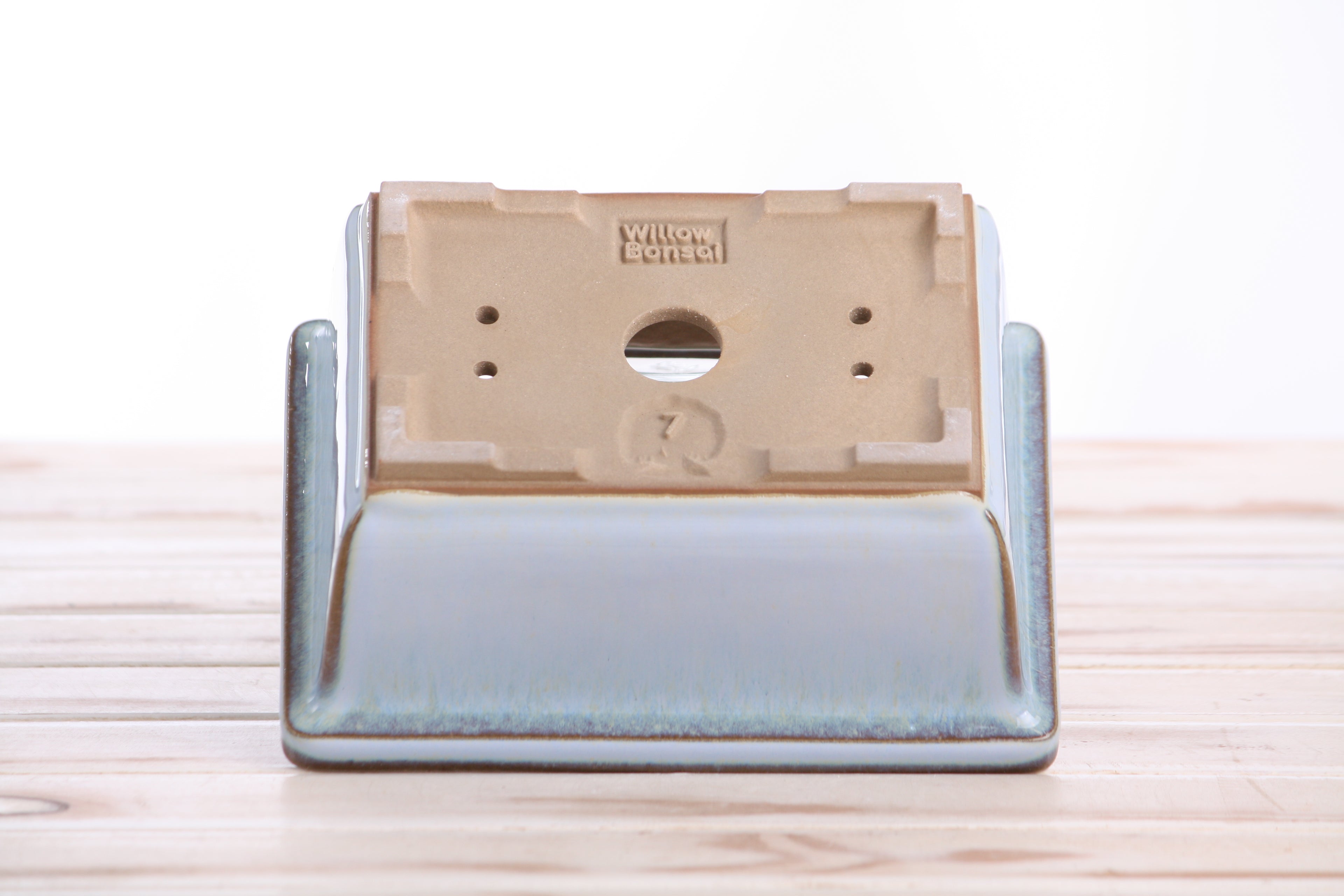 Willow Bonsai Ceramics Rectangle Deep Bonsai Pot 7 Inch – Higher‑Profile Rectangular Ceramic Bonsai & Succulent Planter with Accentuated Rim, High‑Fired Frost‑Proof Stoneware, Handmade in USA (Glacier)