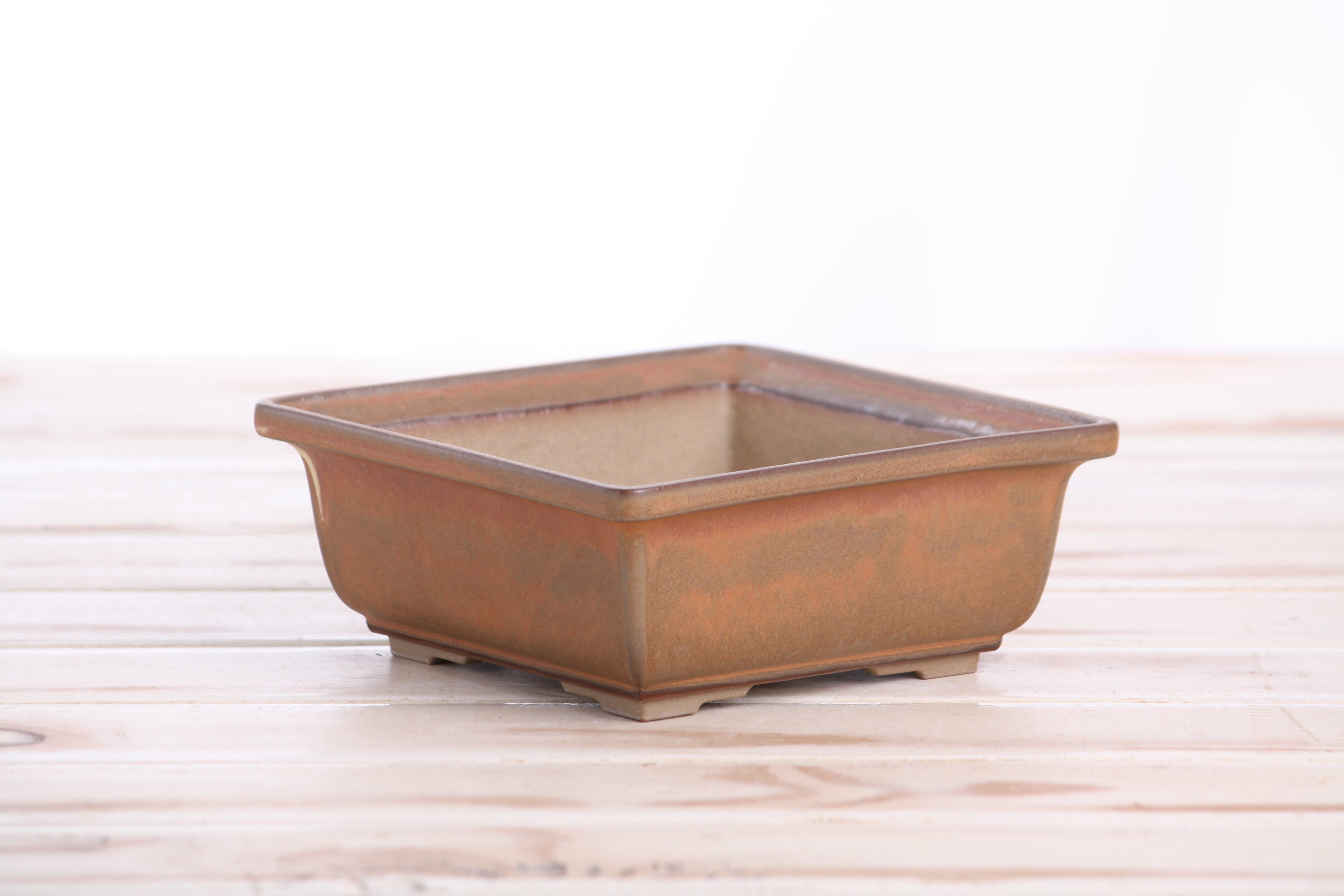 Willow Bonsai Ceramics Square Bonsai Pot 5.5 Inch – Low‑Profile Square Ceramic Bonsai & Succulent Planter with Accentuated Rim, High‑Fired Frost‑Proof Stoneware, Handmade in USA (Deep Stone)