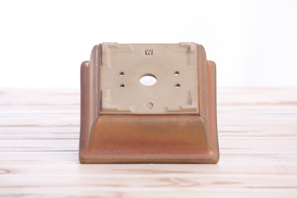 Willow Bonsai Ceramics Square Bonsai Pot 5.5 Inch – Low‑Profile Square Ceramic Bonsai & Succulent Planter with Accentuated Rim, High‑Fired Frost‑Proof Stoneware, Handmade in USA (Deep Stone)