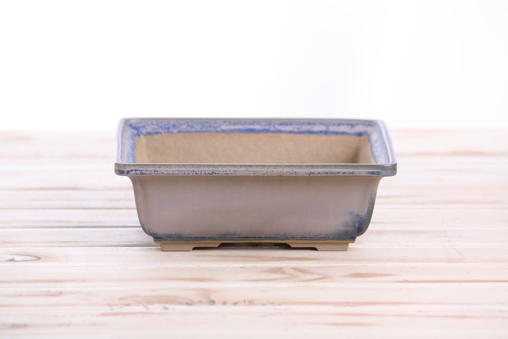 Willow Bonsai Ceramics Square Bonsai Pot 7 Inch – Low‑Profile Square Ceramic Bonsai & Succulent Planter with Accentuated Rim, High‑Fired Frost‑Proof Stoneware, Handmade in USA (Ocean)