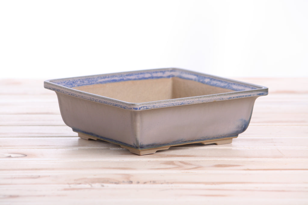 Willow Bonsai Ceramics Square Bonsai Pot 7 Inch – Low‑Profile Square Ceramic Bonsai & Succulent Planter with Accentuated Rim, High‑Fired Frost‑Proof Stoneware, Handmade in USA (Ocean)