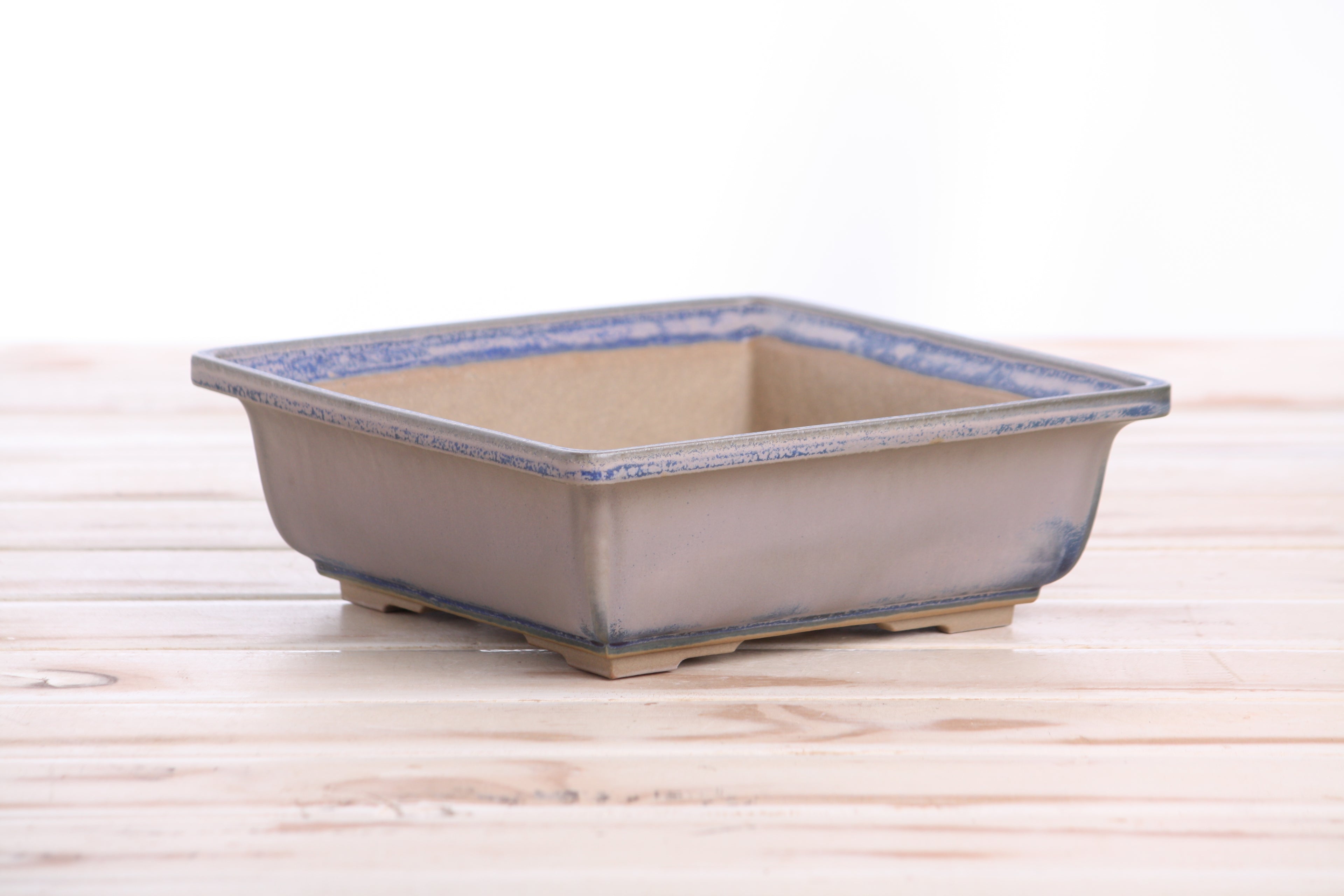Willow Bonsai Ceramics Square Bonsai Pot 7 Inch – Low‑Profile Square Ceramic Bonsai & Succulent Planter with Accentuated Rim, High‑Fired Frost‑Proof Stoneware, Handmade in USA (Ocean)