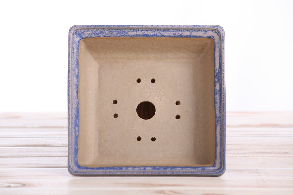 Willow Bonsai Ceramics Square Bonsai Pot 7 Inch – Low‑Profile Square Ceramic Bonsai & Succulent Planter with Accentuated Rim, High‑Fired Frost‑Proof Stoneware, Handmade in USA (Ocean)