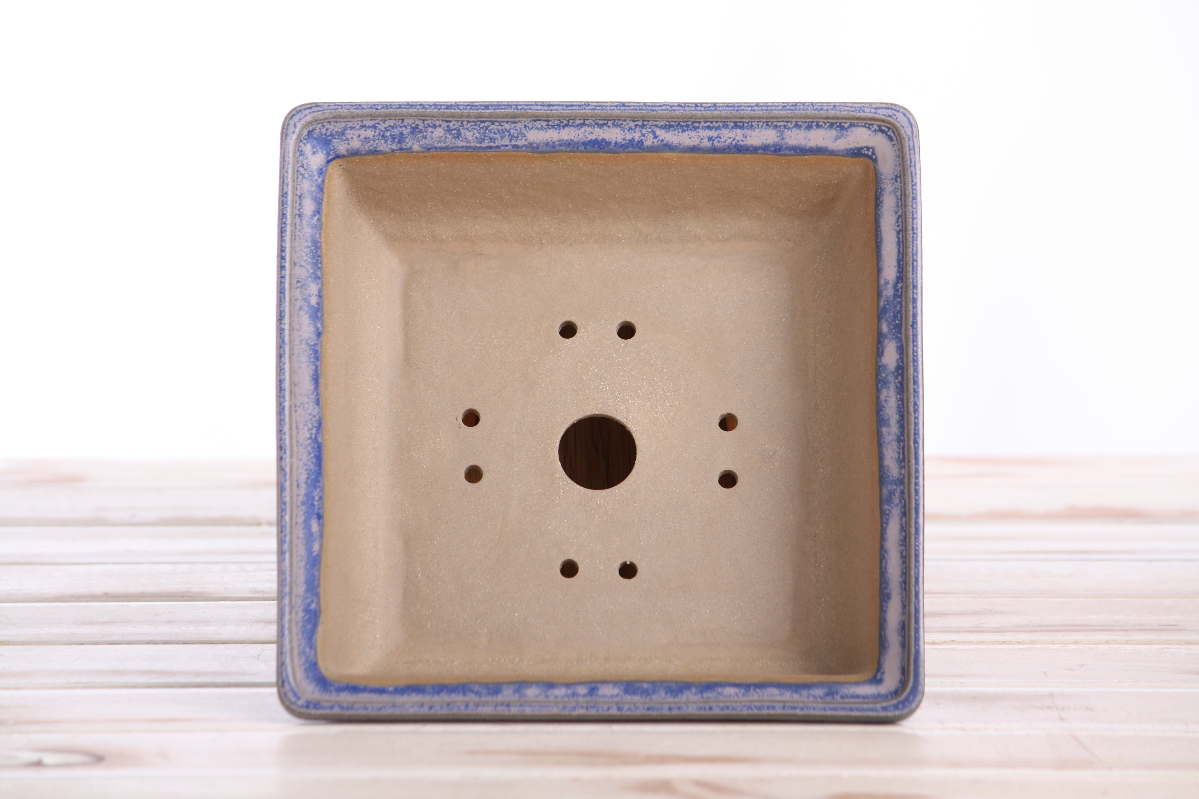 Willow Bonsai Ceramics Square Bonsai Pot 7 Inch – Low‑Profile Square Ceramic Bonsai & Succulent Planter with Accentuated Rim, High‑Fired Frost‑Proof Stoneware, Handmade in USA (Ocean)
