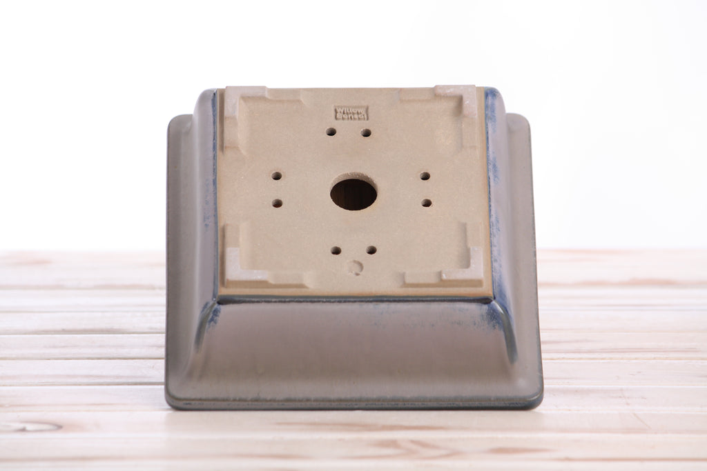 Willow Bonsai Ceramics Square Bonsai Pot 7 Inch – Low‑Profile Square Ceramic Bonsai & Succulent Planter with Accentuated Rim, High‑Fired Frost‑Proof Stoneware, Handmade in USA (Ocean)