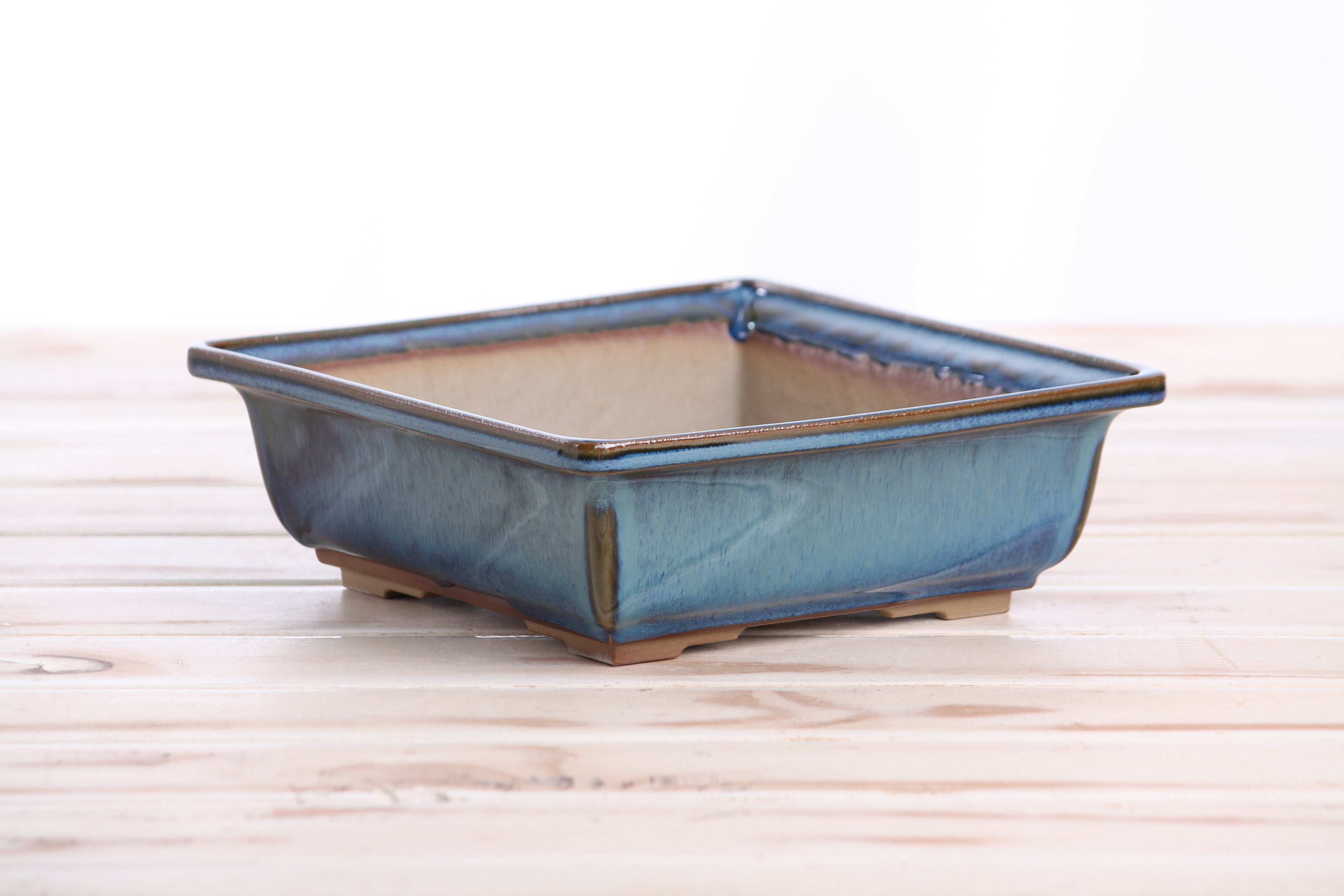 Willow Bonsai Ceramics Square Bonsai Pot 7 Inch – Low‑Profile Square Ceramic Bonsai & Succulent Planter with Accentuated Rim, High‑Fired Frost‑Proof Stoneware, Handmade in USA (Peacock 2025)