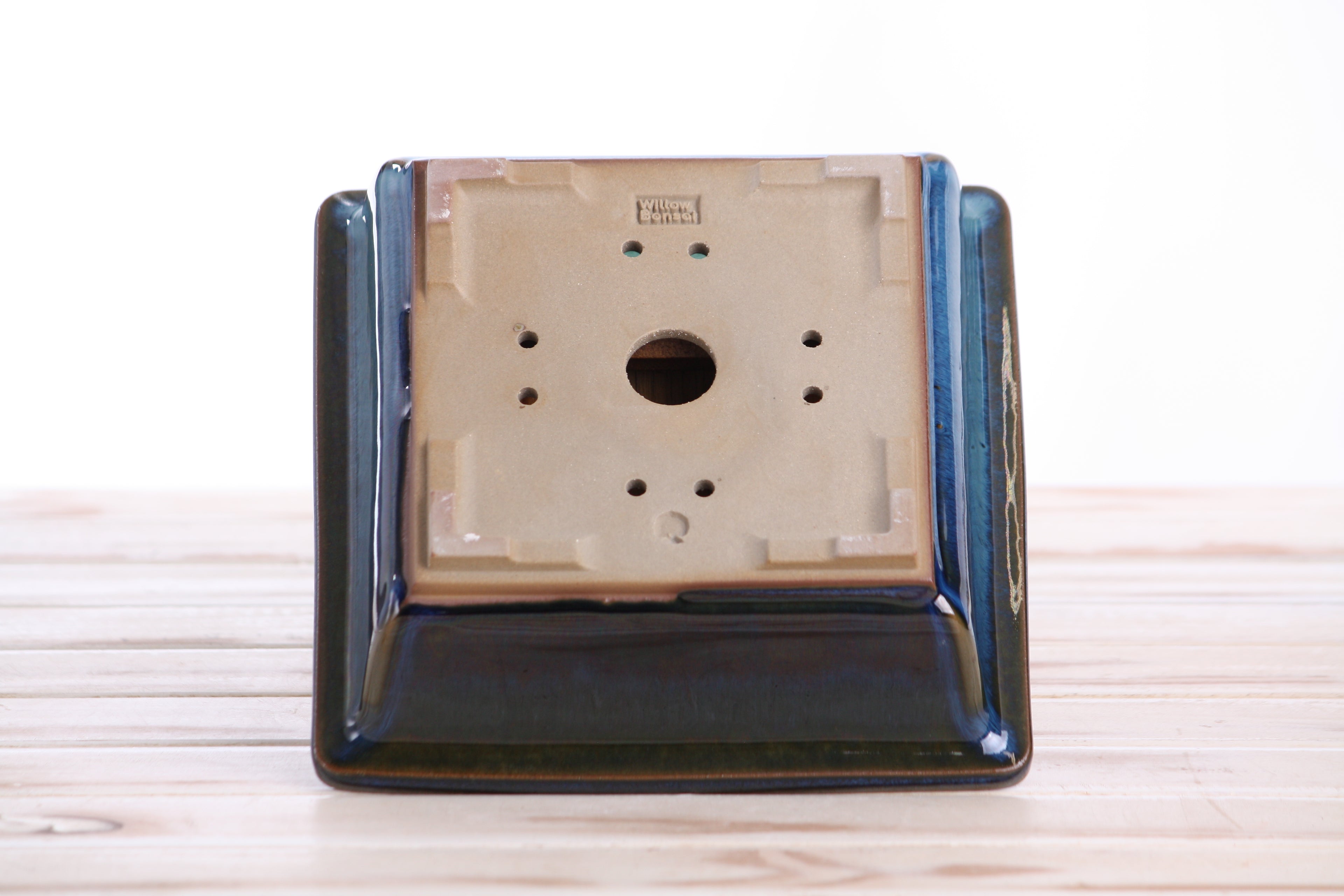 Willow Bonsai Ceramics Square Bonsai Pot 7 Inch – Low‑Profile Square Ceramic Bonsai & Succulent Planter with Accentuated Rim, High‑Fired Frost‑Proof Stoneware, Handmade in USA (Peacock 2025)