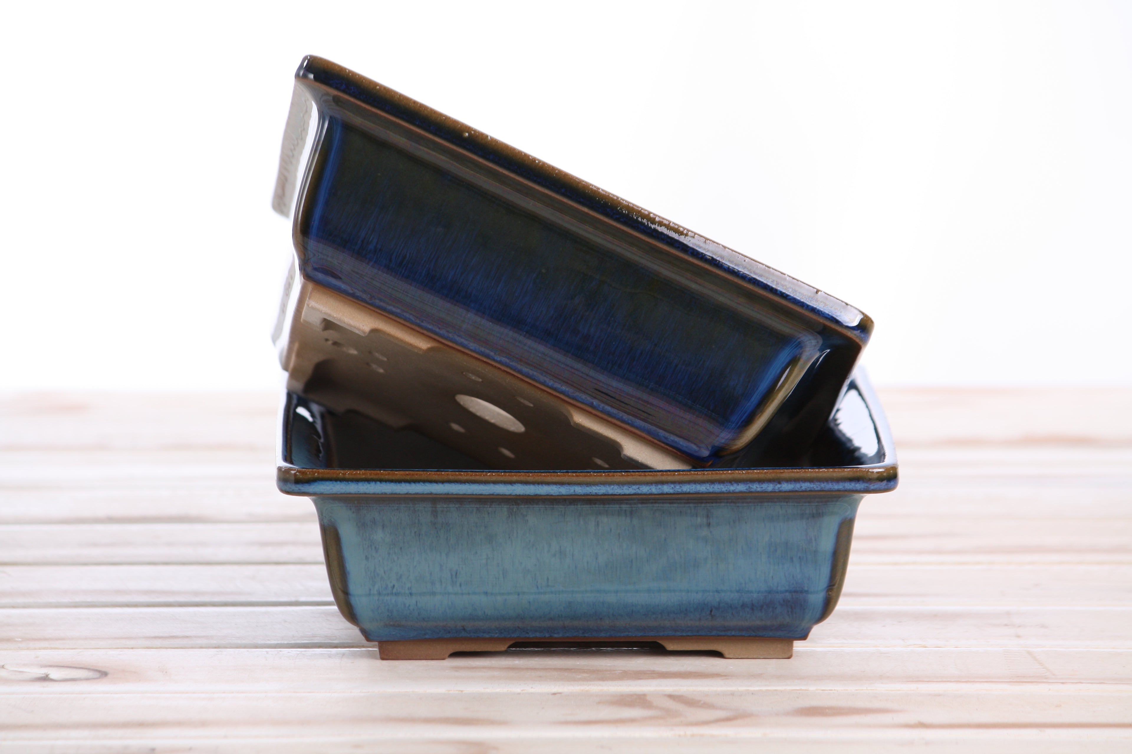 Willow Bonsai Ceramics Square Bonsai Pot 7 Inch – Low‑Profile Square Ceramic Bonsai & Succulent Planter with Accentuated Rim, High‑Fired Frost‑Proof Stoneware, Handmade in USA (Peacock 2025)