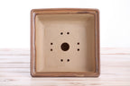 Willow Bonsai Ceramics Square Bonsai Pot 7 Inch – Low‑Profile Square Ceramic Bonsai & Succulent Planter with Accentuated Rim, High‑Fired Frost‑Proof Stoneware, Handmade in USA (Deep Stone)