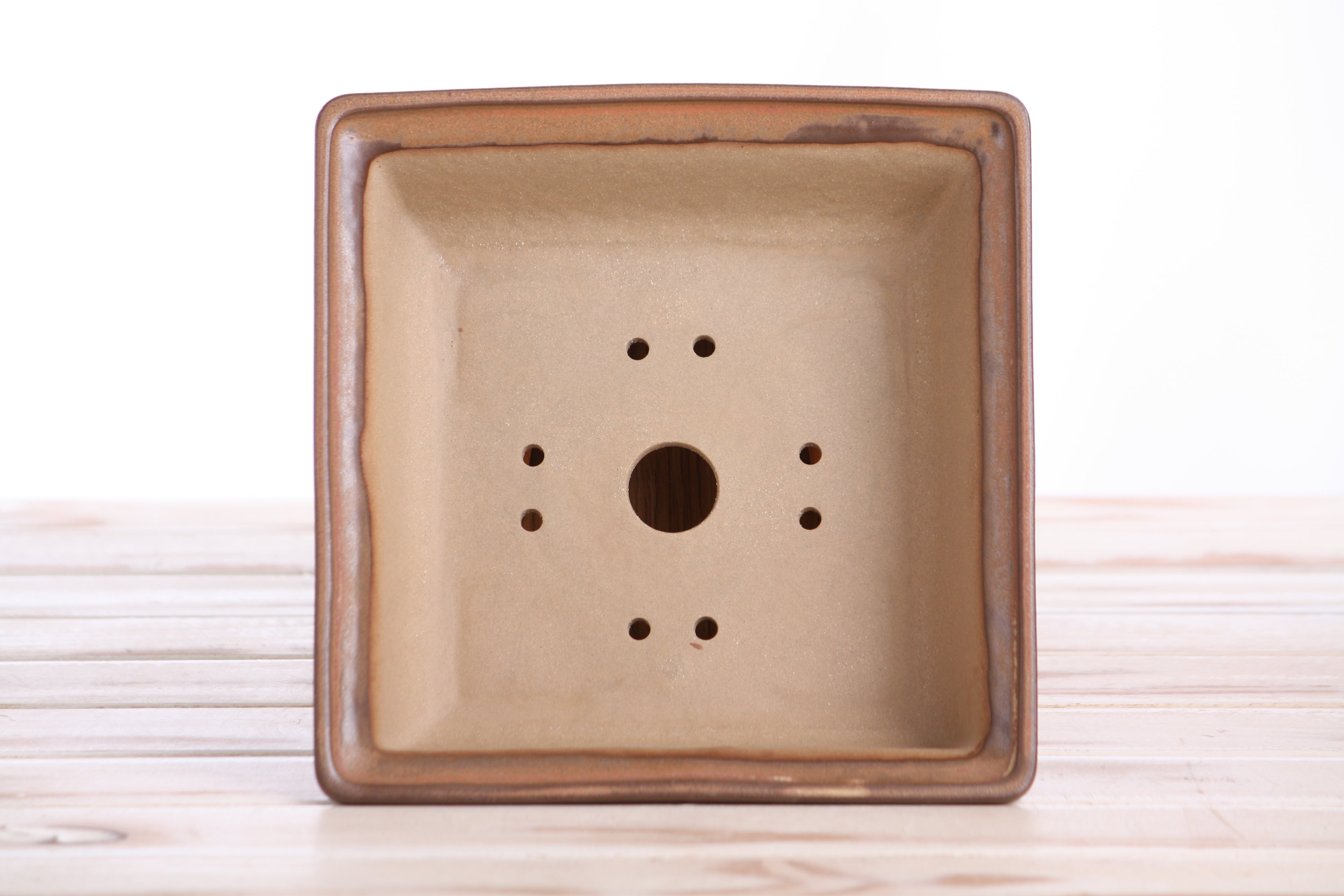 Willow Bonsai Ceramics Square Bonsai Pot 7 Inch – Low‑Profile Square Ceramic Bonsai & Succulent Planter with Accentuated Rim, High‑Fired Frost‑Proof Stoneware, Handmade in USA (Deep Stone)