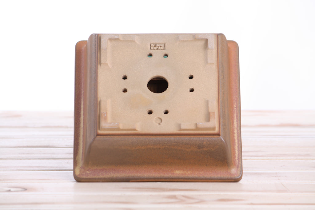 Willow Bonsai Ceramics Square Bonsai Pot 7 Inch – Low‑Profile Square Ceramic Bonsai & Succulent Planter with Accentuated Rim, High‑Fired Frost‑Proof Stoneware, Handmade in USA (Deep Stone)