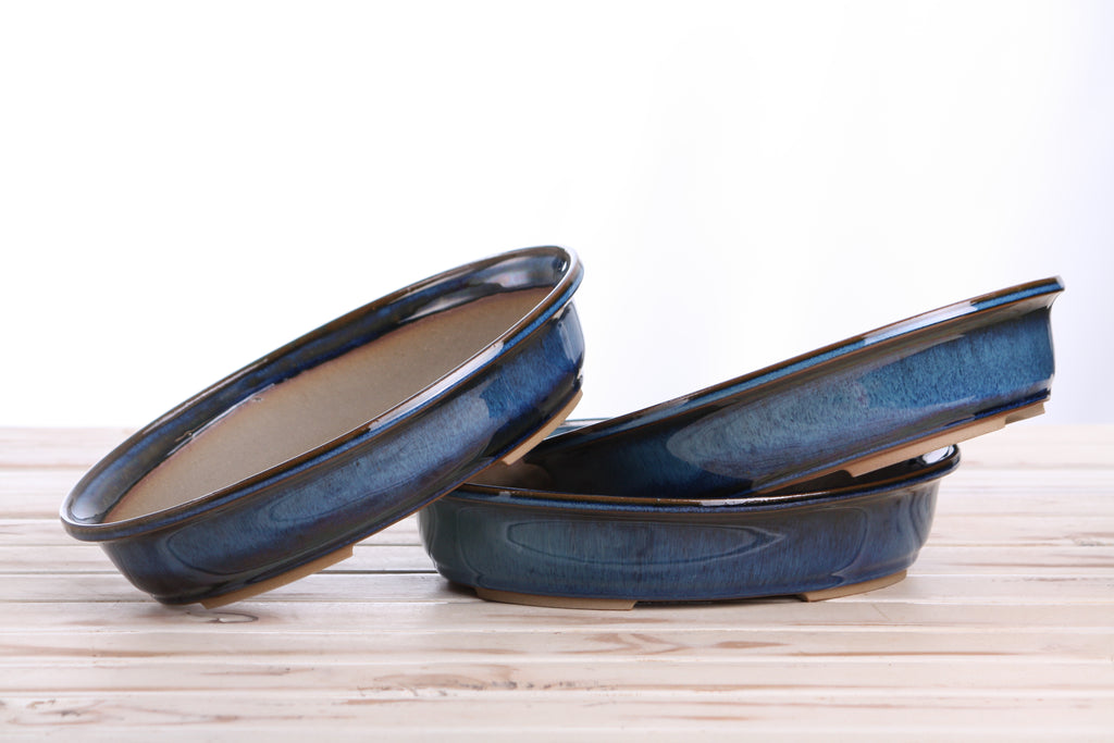 Willow Bonsai Ceramics Landscape Oval A Bonsai Pot 10 Inch – Large Oval Ceramic Bonsai Planter for Forest, Group & Specimen Tree Plantings, High‑Fired Frost‑Proof Stoneware, Handmade in USA (Peacock)