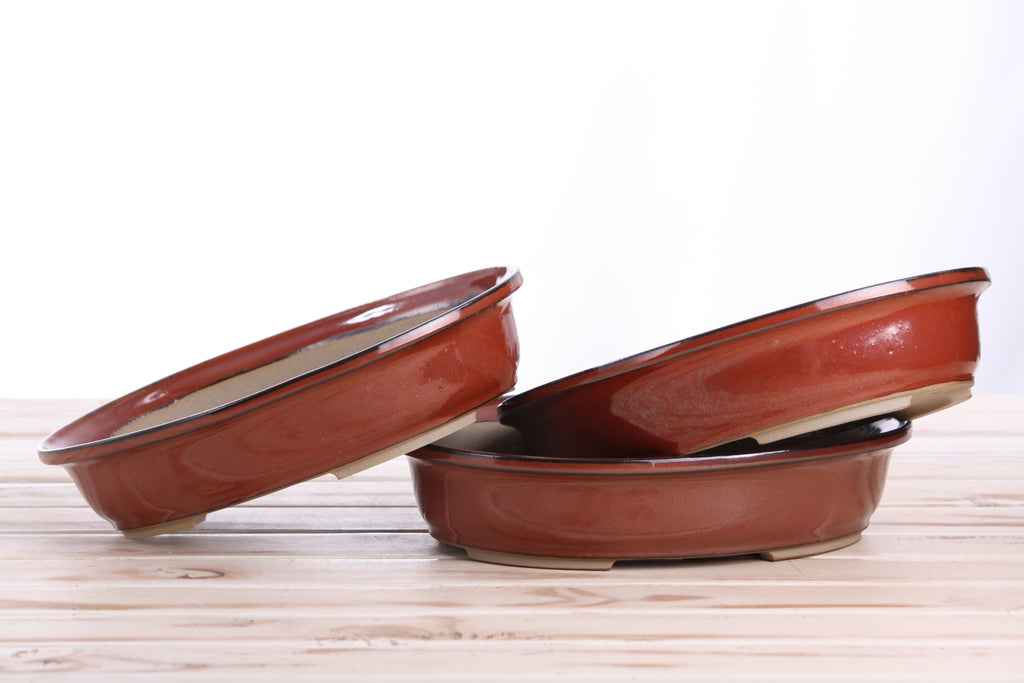 Willow Bonsai Ceramics Landscape Oval A Bonsai Pot 10 Inch – Large Oval Ceramic Bonsai Planter for Forest, Group & Specimen Tree Plantings, High‑Fired Frost‑Proof Stoneware, Handmade in USA (Sunset)
