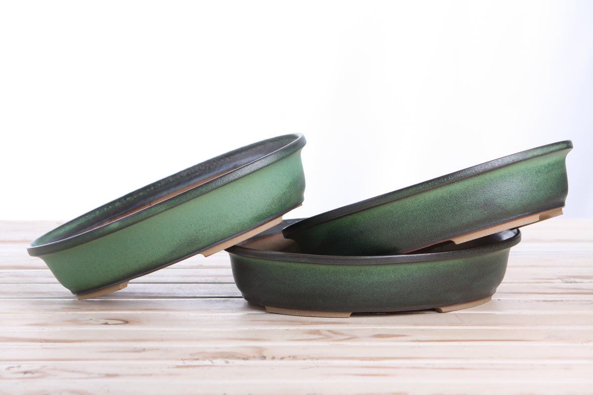 Willow Bonsai Ceramics Landscape Oval A Bonsai Pot 10 Inch – Large Oval Ceramic Bonsai Planter for Forest, Group & Specimen Tree Plantings, High‑Fired Frost‑Proof Stoneware, Handmade in USA (Avocado)
