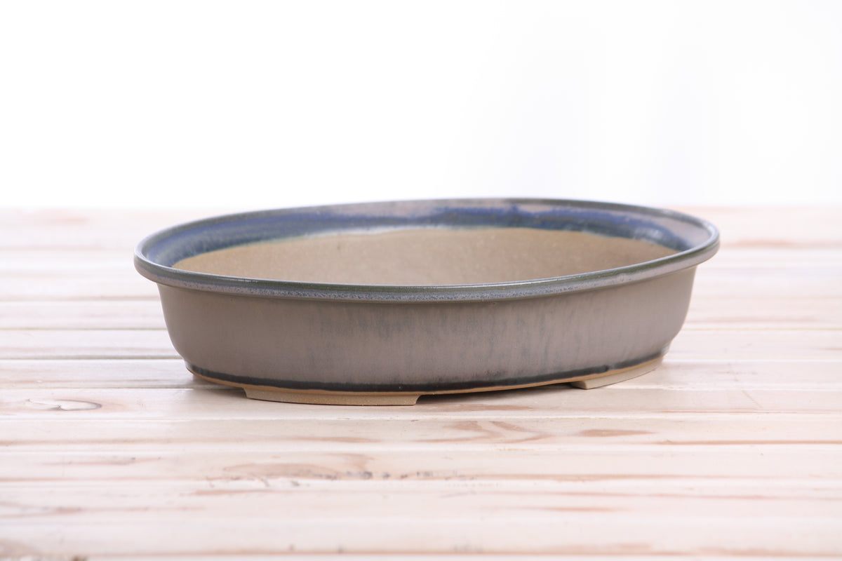 Willow Bonsai Ceramics Landscape Oval A Bonsai Pot 10 Inch – Large Oval Ceramic Bonsai Planter for Forest, Group & Specimen Tree Plantings, High‑Fired Frost‑Proof Stoneware, Handmade in USA (Ocean)