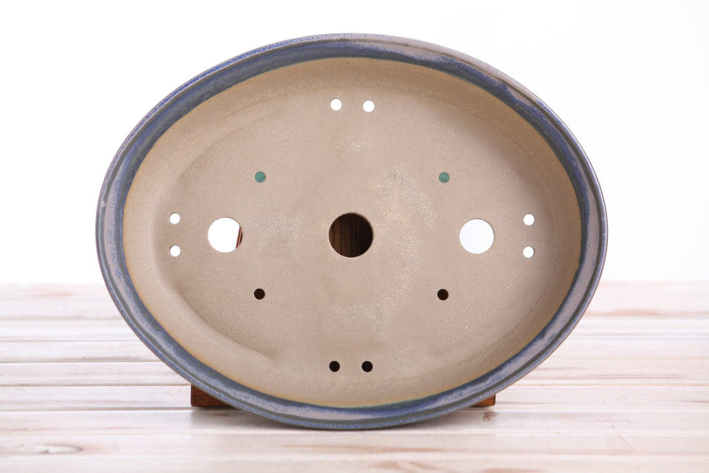 Willow Bonsai Ceramics Landscape Oval A Bonsai Pot 10 Inch – Large Oval Ceramic Bonsai Planter for Forest, Group & Specimen Tree Plantings, High‑Fired Frost‑Proof Stoneware, Handmade in USA (Ocean)