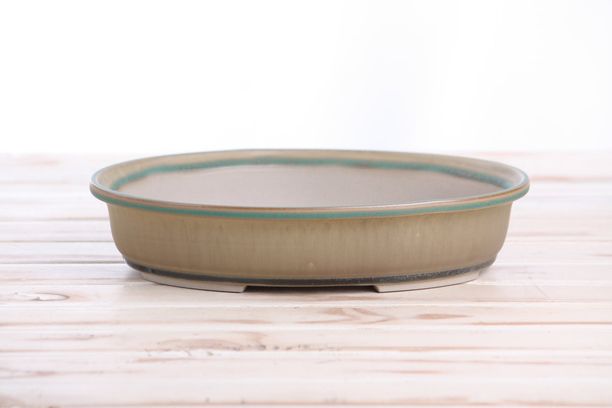 Willow Bonsai Ceramics Landscape Oval A Bonsai Pot 10 Inch – Large Oval Ceramic Bonsai Planter for Forest, Group & Specimen Tree Plantings, High‑Fired Frost‑Proof Stoneware, Handmade in USA (Speckled Moss)