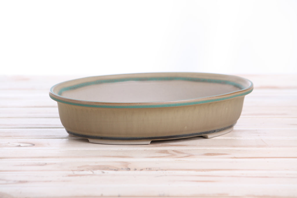 Willow Bonsai Ceramics Landscape Oval A Bonsai Pot 10 Inch – Large Oval Ceramic Bonsai Planter for Forest, Group & Specimen Tree Plantings, High‑Fired Frost‑Proof Stoneware, Handmade in USA (Speckled Moss)