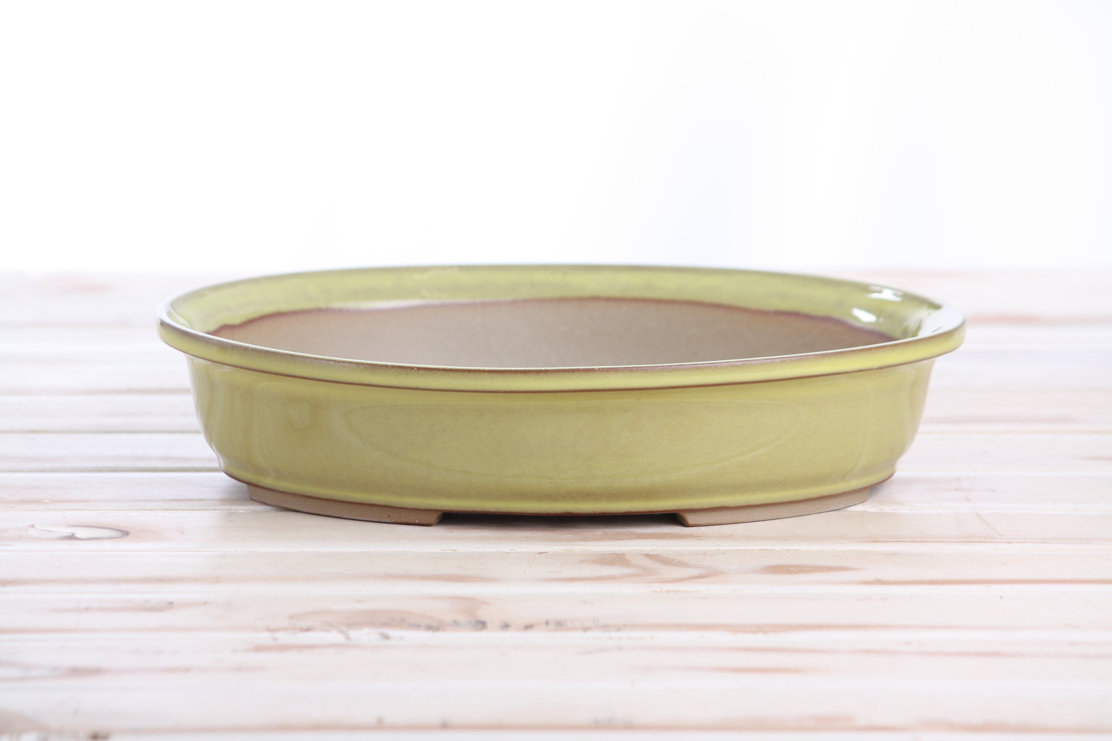 Willow Bonsai Ceramics Landscape Oval A Bonsai Pot 10 Inch – Large Oval Ceramic Bonsai Planter for Forest, Group & Specimen Tree Plantings, High‑Fired Frost‑Proof Stoneware, Handmade in USA (Yellow)