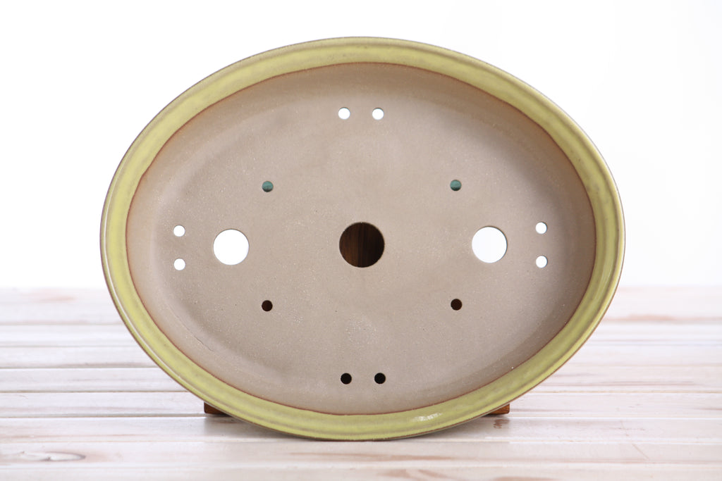 Willow Bonsai Ceramics Landscape Oval A Bonsai Pot 10 Inch – Large Oval Ceramic Bonsai Planter for Forest, Group & Specimen Tree Plantings, High‑Fired Frost‑Proof Stoneware, Handmade in USA (Yellow)