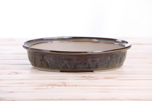Willow Bonsai Ceramics Landscape Oval A Bonsai Pot 10 Inch – Large Oval Ceramic Bonsai Planter for Forest, Group & Specimen Tree Plantings, High‑Fired Frost‑Proof Stoneware, Handmade in USA (Dark Honey)