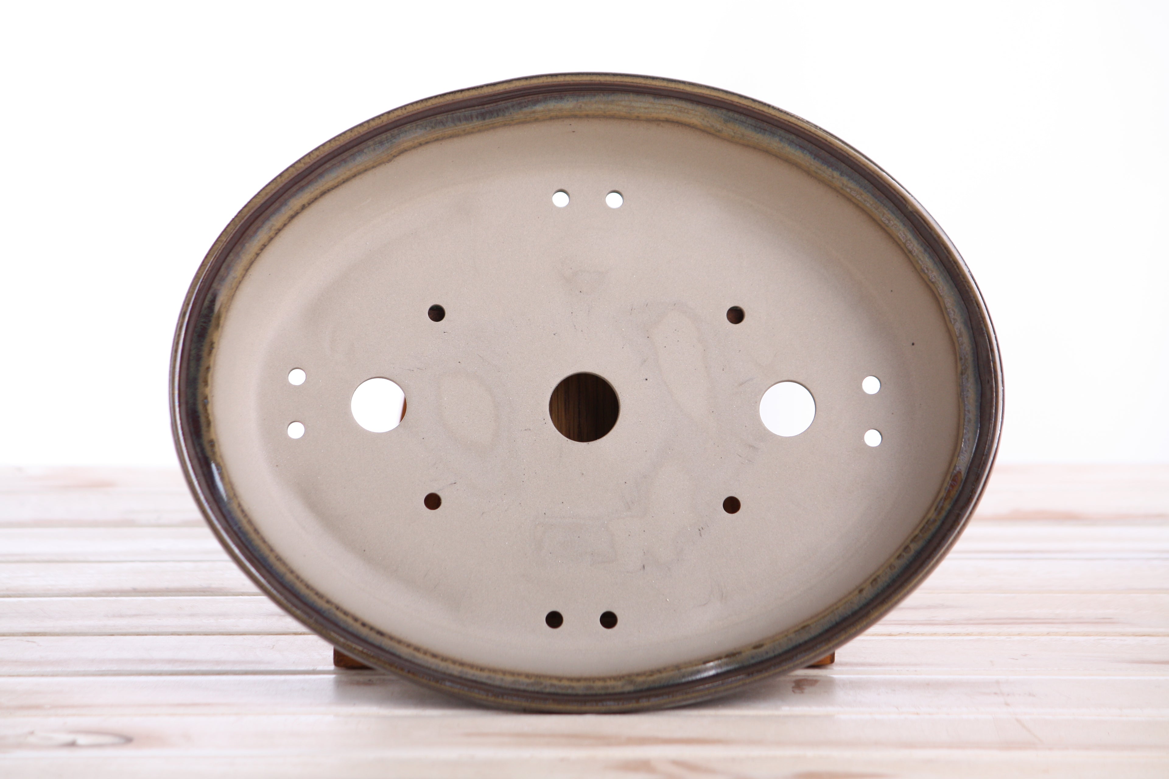 Willow Bonsai Ceramics Landscape Oval A Bonsai Pot 10 Inch – Large Oval Ceramic Bonsai Planter for Forest, Group & Specimen Tree Plantings, High‑Fired Frost‑Proof Stoneware, Handmade in USA (Dark Honey)