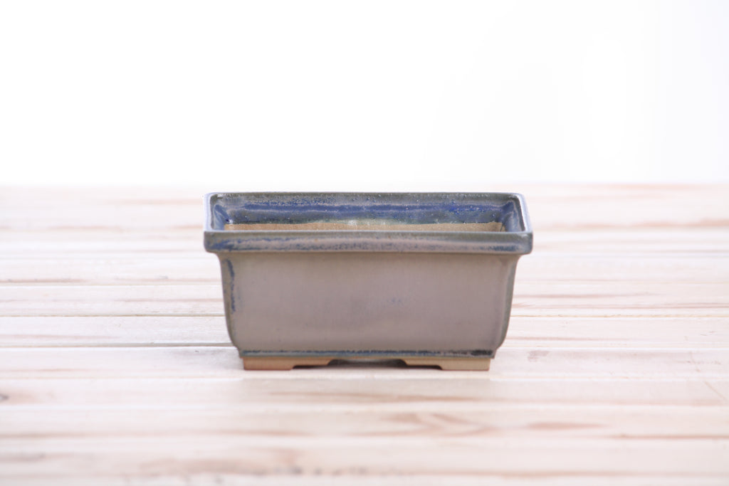 Willow Bonsai Ceramics Rectangle Deep Bonsai Pot 5 Inch – Higher‑Profile Rectangular Ceramic Bonsai & Succulent Planter with Accentuated Rim, High‑Fired Frost‑Proof Stoneware, Handmade in USA (Ocean)